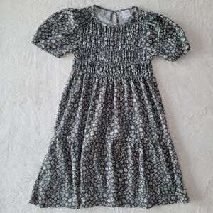 Zara Kids Teal White Floral Dress Puff Sleeves Size 10 Girl